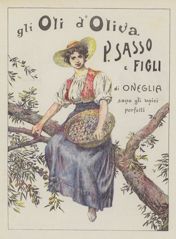 P Sasso og sønner (farve litho) af Italian School