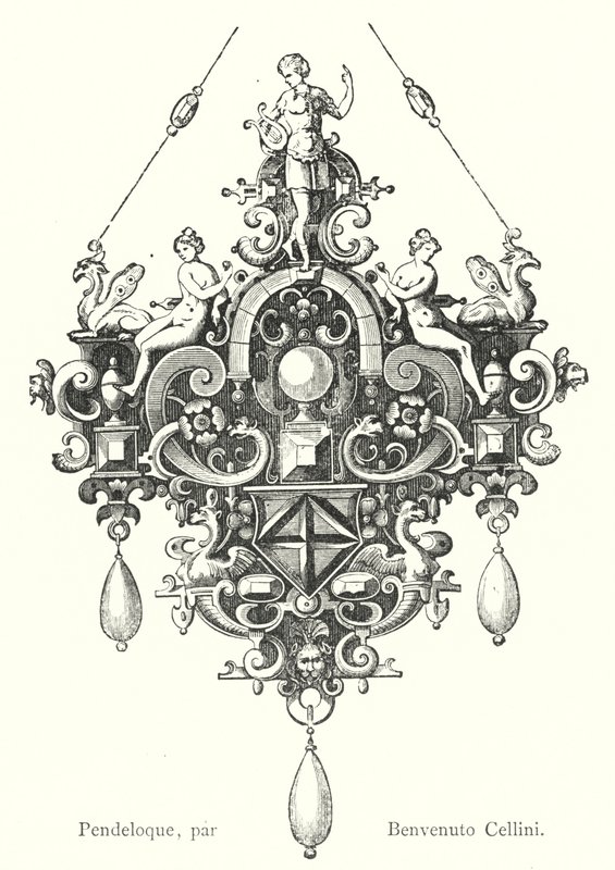 Pendeloque, af Benvenuto Cellini (gravering) af Italian School