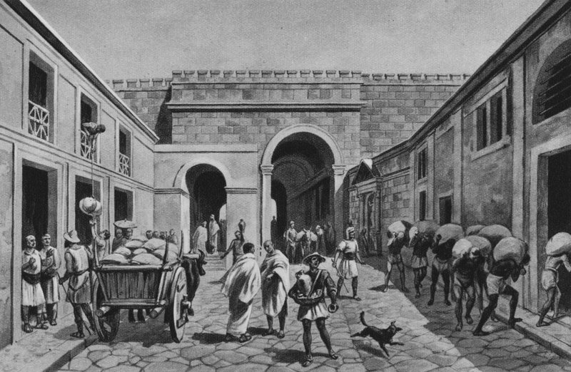 Pompeji: Porta Marina (litho) af Italian School