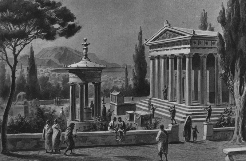 Pompeji: Herkules tempel (litho) af Italian School
