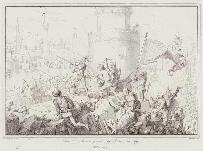 Take of Smyrna, drevet af Pietro Mocenigo af Italian School