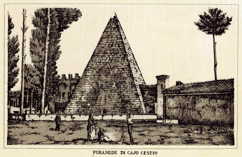 Rom: Cajo Cestio-pyramiden (litho) af Italian School