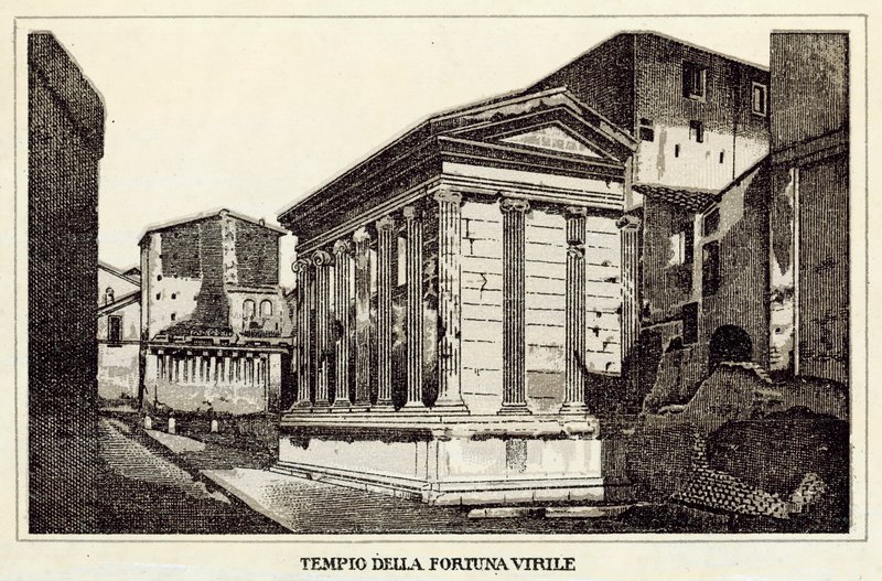 Rom: Temple of Virile Fortune (litho) af Italian School