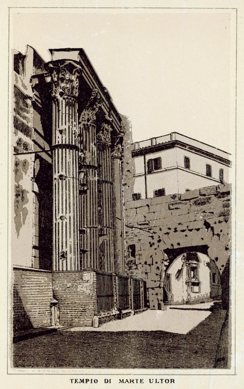 Rom: Mars Ultors tempel (litho) af Italian School