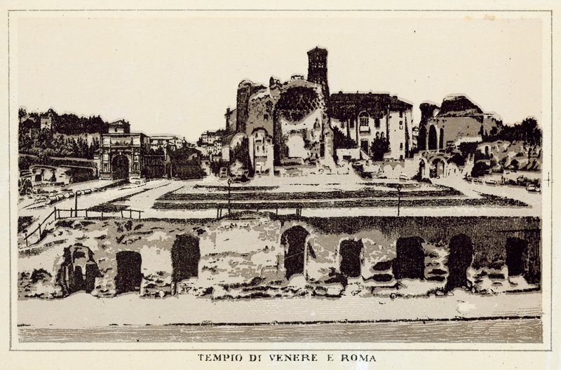 Rom: Venus og Roms tempel (litho) af Italian School