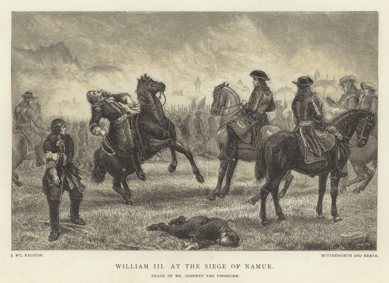 William III ved belejringen af Namur, død af Mr Godfrey the Financier af J.M.L. Ralston