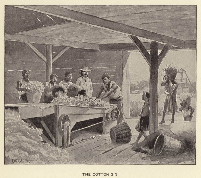 The Cotton Gin (litho) af J. (after) Steeple Davis