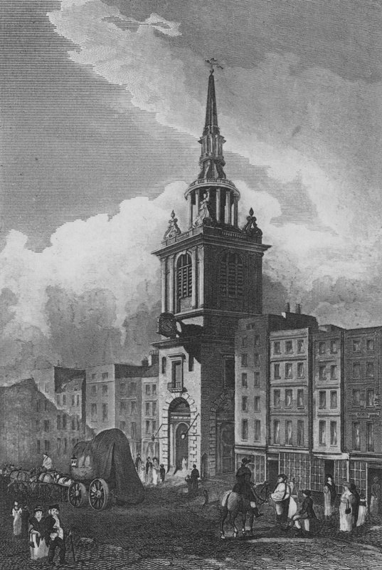 Bow Church, Cheapside, London (gravering) af John Preston Neale