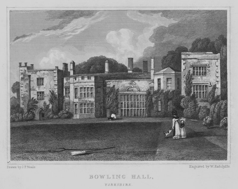 Bowling Hall, Yorkshire (gravering) af John Preston Neale