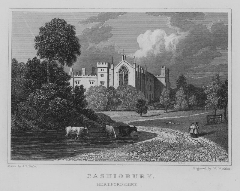 Cashiobury, Hertfordshire (gravering) af John Preston Neale