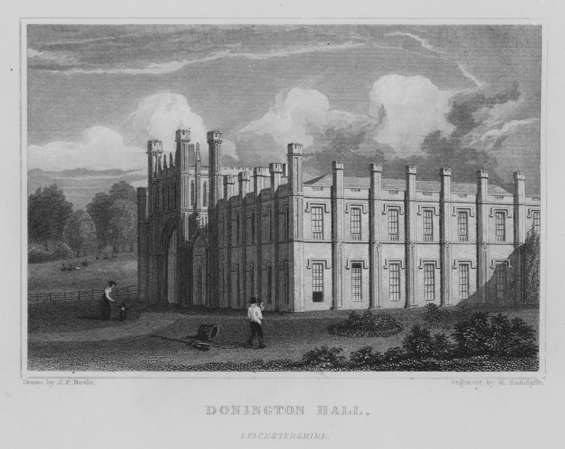 Donington Hall, Leicestershire (gravering) af John Preston Neale