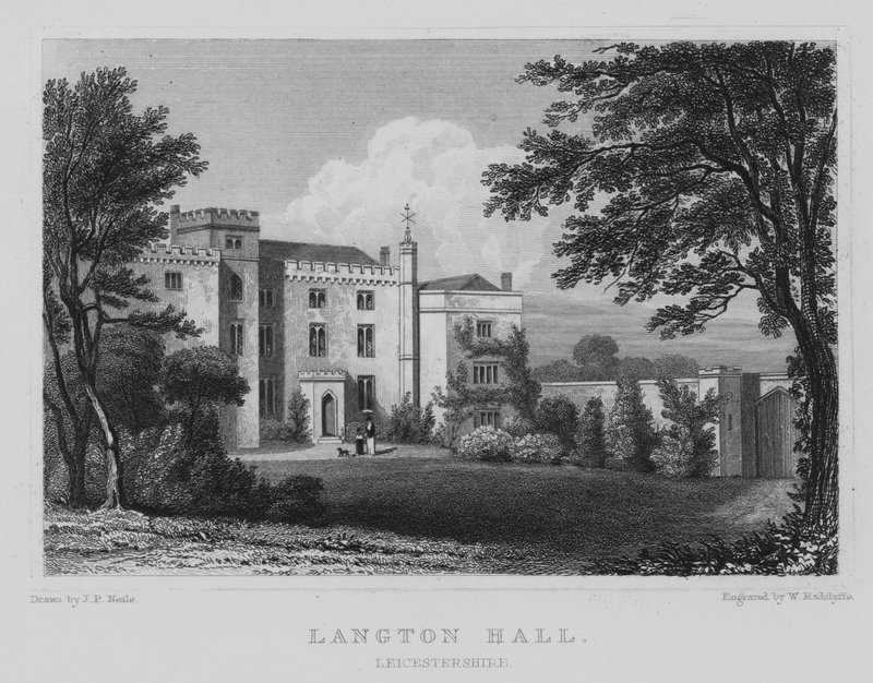 Langton Hall, Leicestershire (gravering) af John Preston Neale