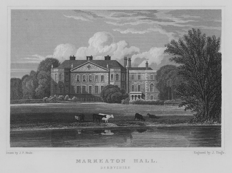 Markeaton Hall, Derbyshire (gravering) af John Preston Neale