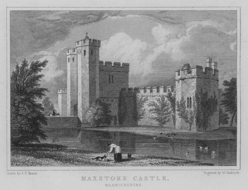 Maxstoke Castle, Warwickshire (gravering) af John Preston Neale
