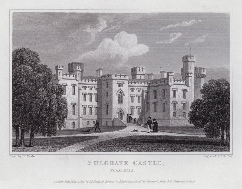 Mulgrave Castle, Yorkshire (gravering) af John Preston Neale