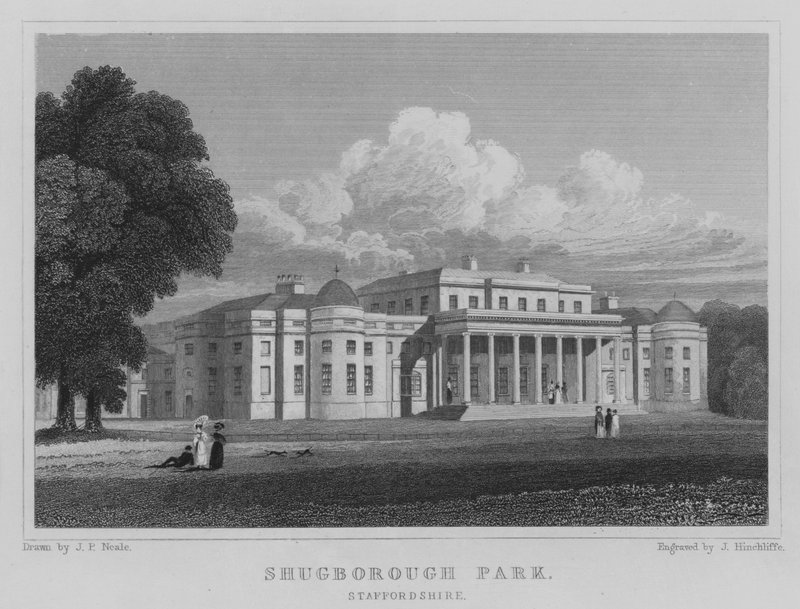 Shugborough Park, Staffordshire (gravering) af John Preston Neale