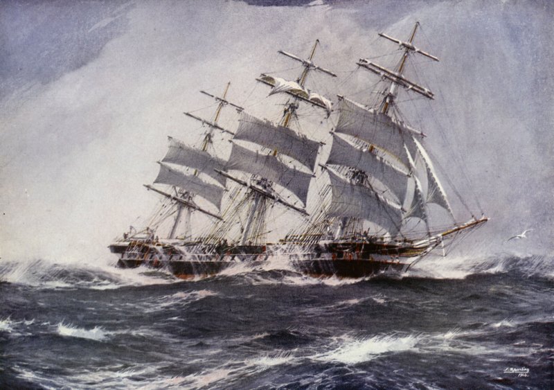 Clipper-skibe: Sobraon (farve litho) af Jack (after) Spurling
