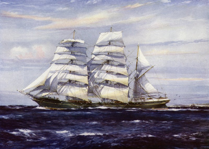 Clipper-skibe: Strathdon (farve litho) af Jack (after) Spurling