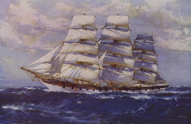 Sejlskib Taranaki (farve litho) af Jack (after) Spurling
