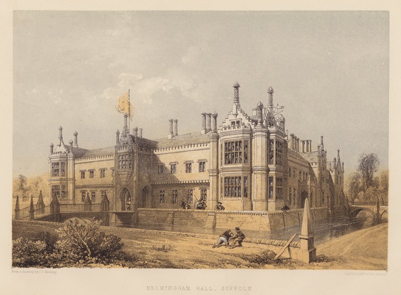 Helmingham Hall, Suffolk (akvatint) af James Duffield Harding