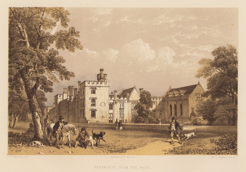 Penshurst fra parken (akvatint) af James Duffield Harding
