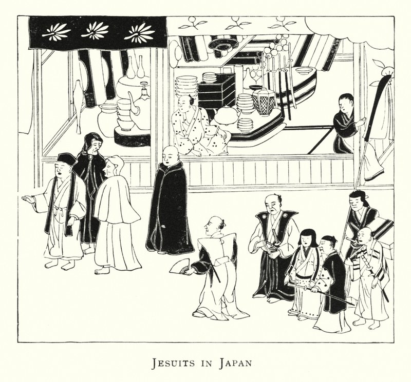 Jesuitter i Japan (litho) af Japanese School