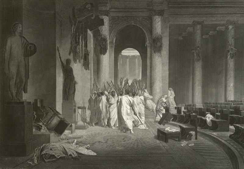Julius Cæsars død, 44 f.Kr af Jean Leon Gerome