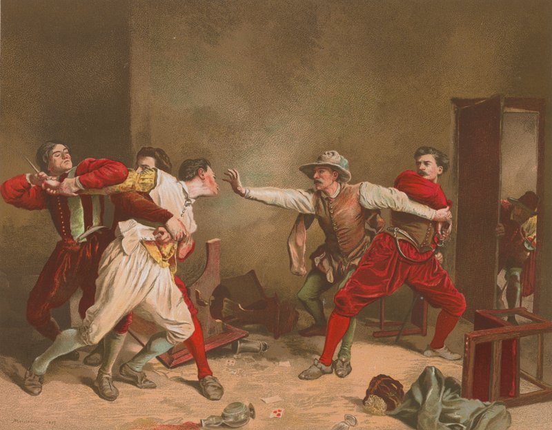 La Rixe (chromolitho) af Jean Louis Ernest Meissonier