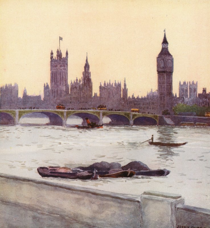 The Houses of Parliament (farvelitografi) af Jessie Currie