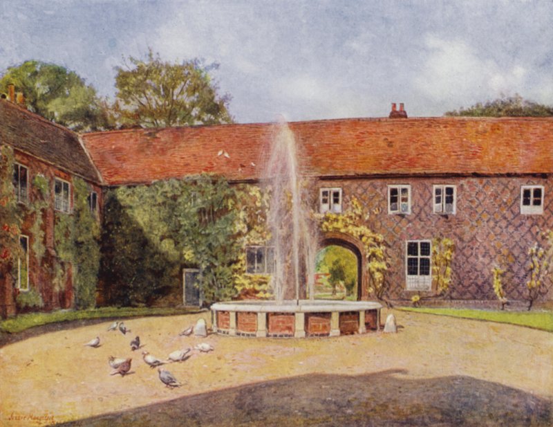 Fulham, The Courtyard (farve litho) af Jessie MacGregor