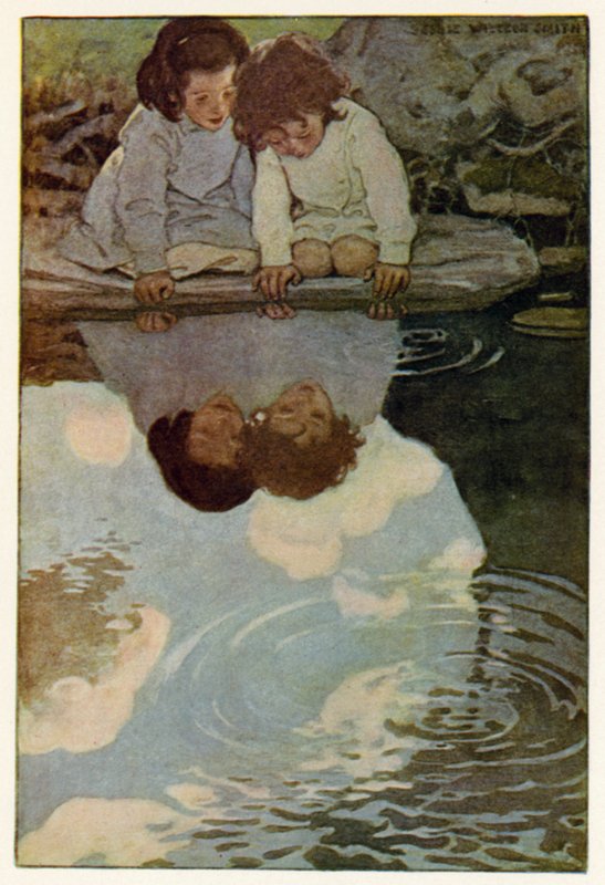 Looking-Glass River (farve litho) af Jessie Willcox Smith