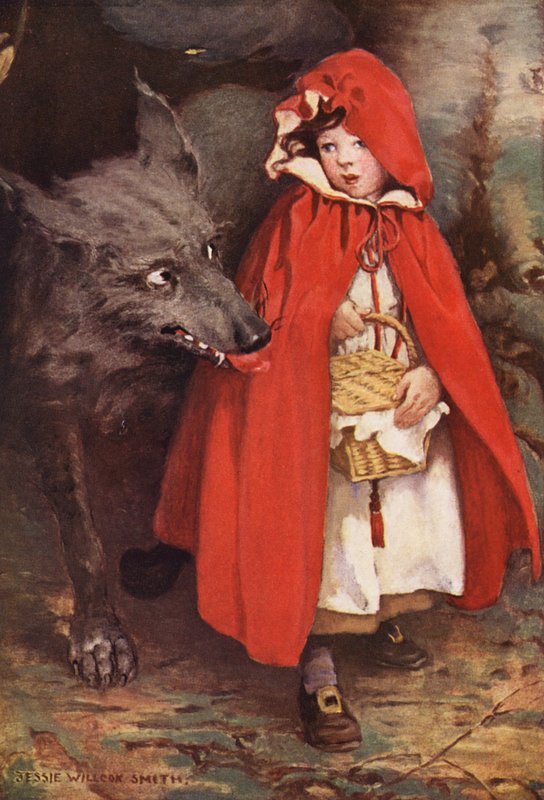 Rødhætte (farvelitografi) af Jessie Willcox Smith