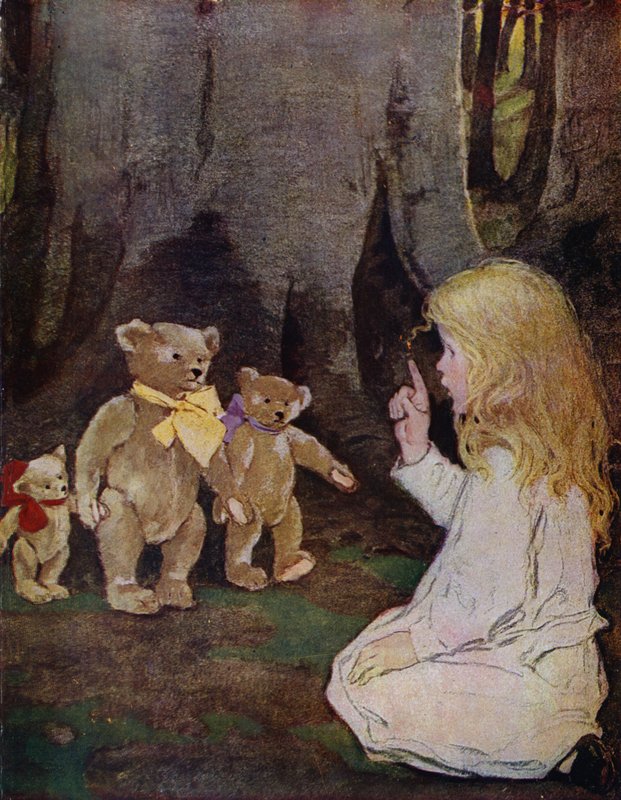 De tre bjørne (farve litho) af Jessie Willcox Smith
