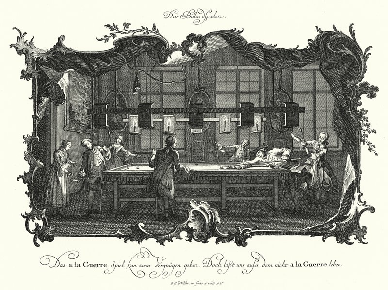 The Game of Billard (gravering) af Johann Esaias Nilson