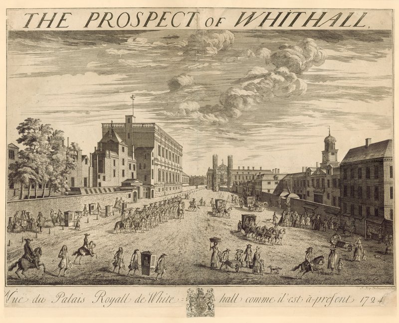 Planen af Whitehall, 1724 af Johannes Kip
