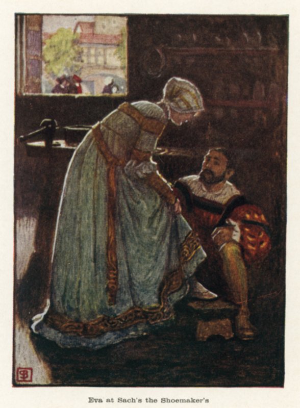 Eva hos Skomageren Sach af John Byam Liston Shaw