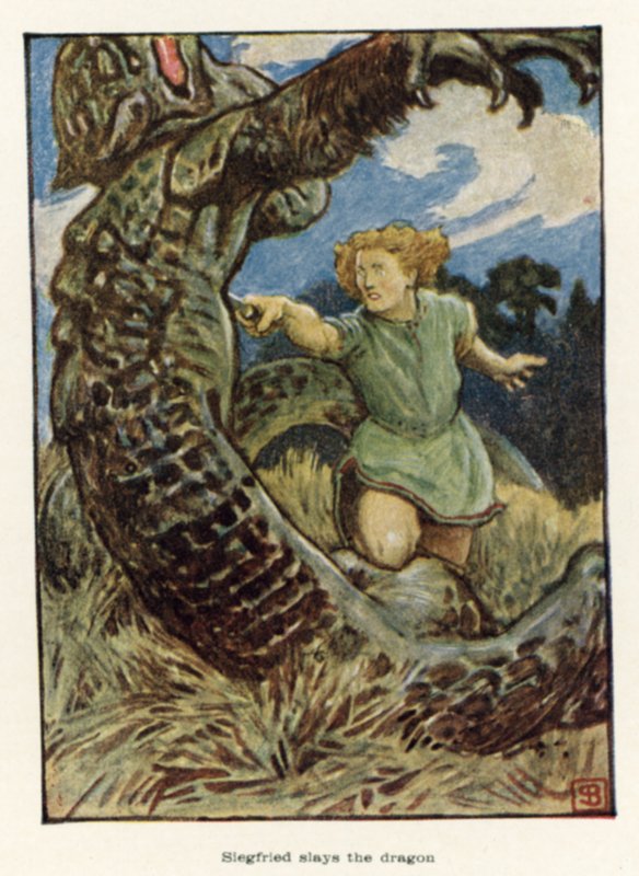 Siegfried dræber dragen af John Byam Liston Shaw