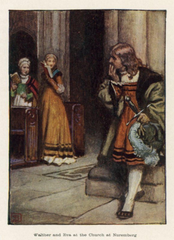 Walther og Eva ved kirken i Nürnberg af John Byam Liston Shaw