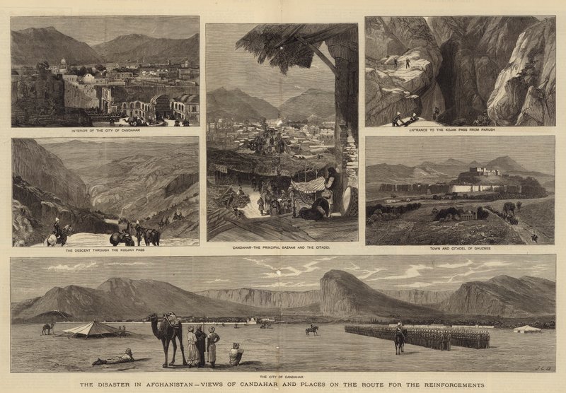 Katastrofen i Afghanistan, udsigt over Candahar og steder på ruten for forstærkningerne af John Charles Dollman