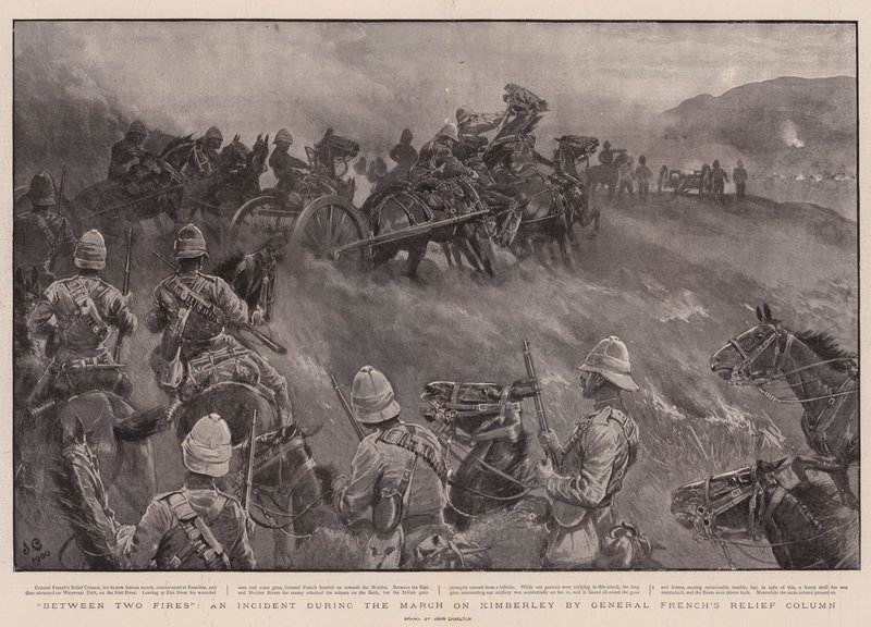 Mellem to brande, en hændelse under general Frenchs afløsningskolonne i marchen mod Kimberley af John Charlton