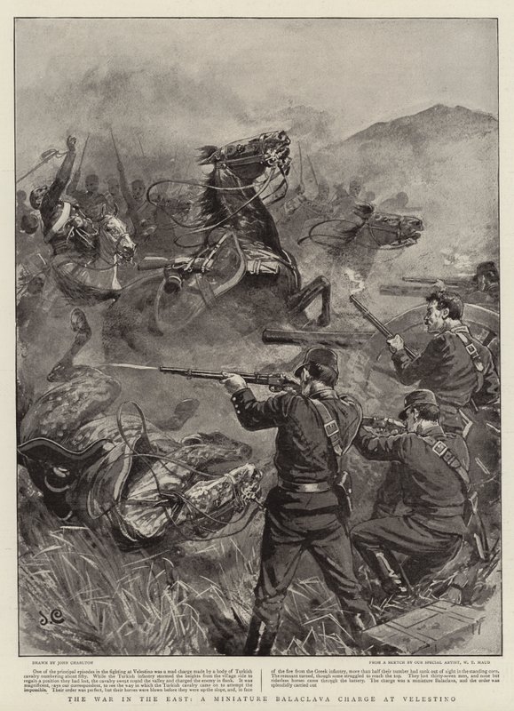The War in the East, en miniature Balaclava Charge ved Velestino af John Charlton