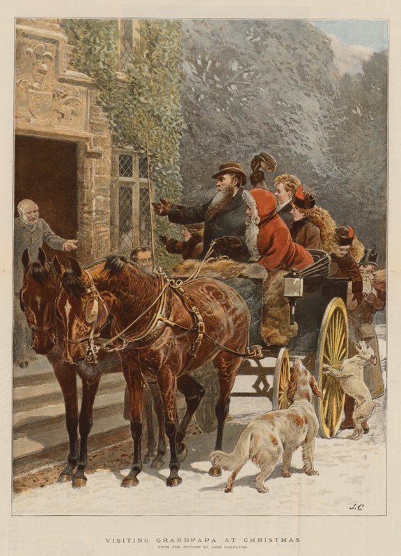 Besøger bedstefar i julen (chromolitho) af John Charlton