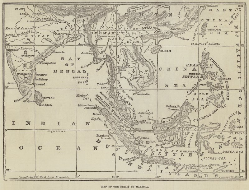 Kort over Malacca-strædet af John Dower
