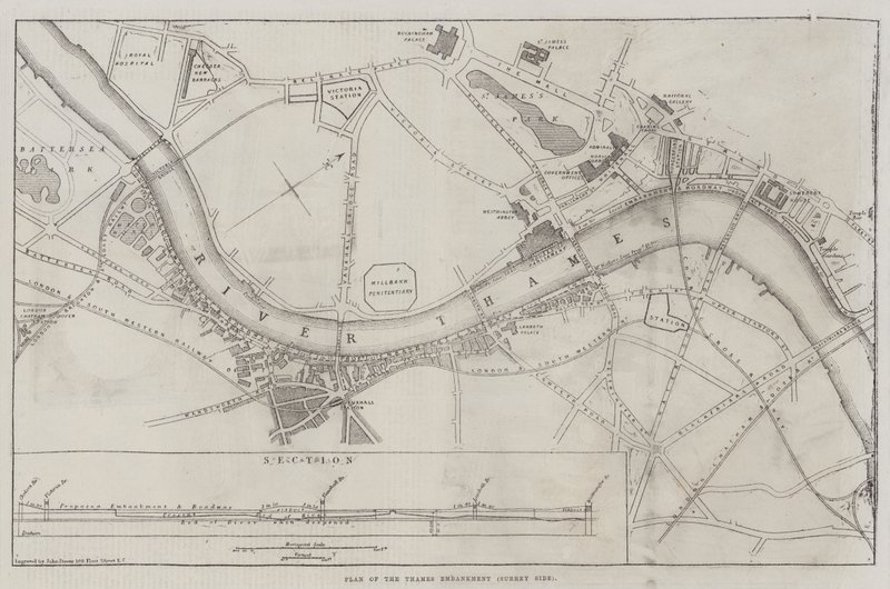 Plan over Themsen Embankment, Surrey Side af John Dower