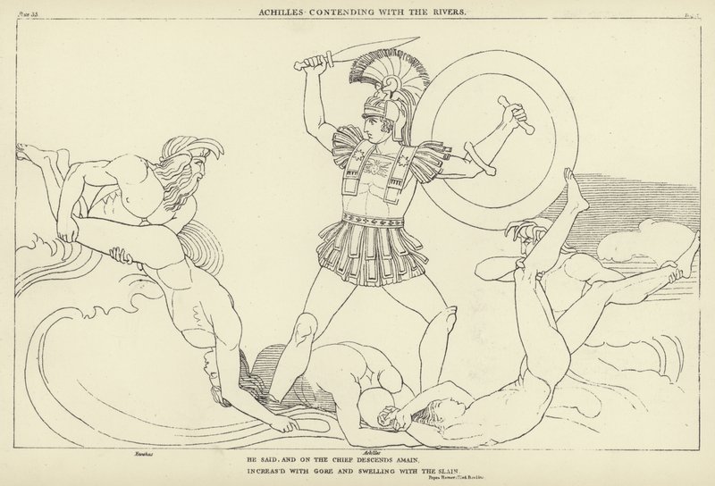 Achilleus kæmper med floderne af John Flaxman