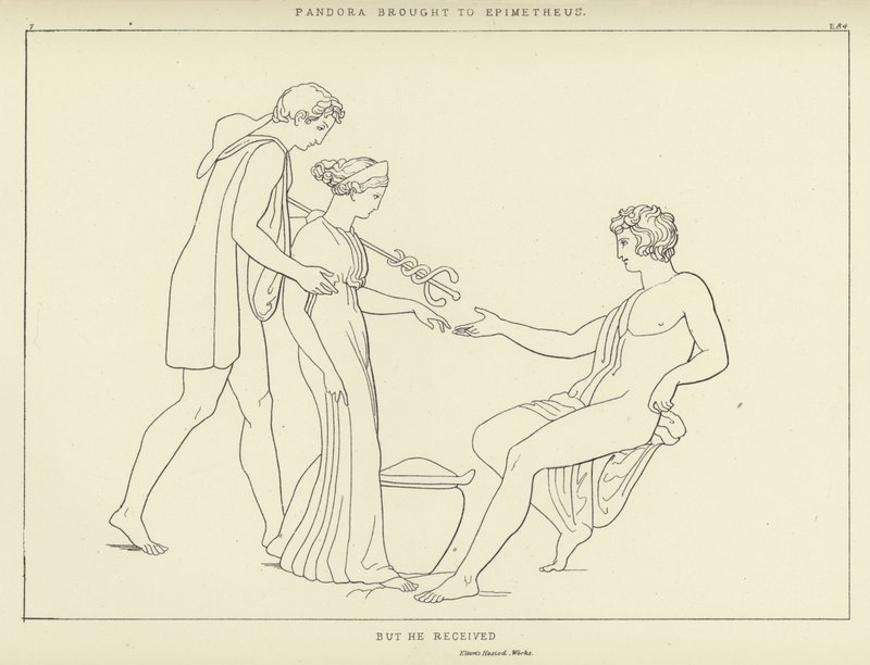 Pandora bragt til Epimetheus af John Flaxman