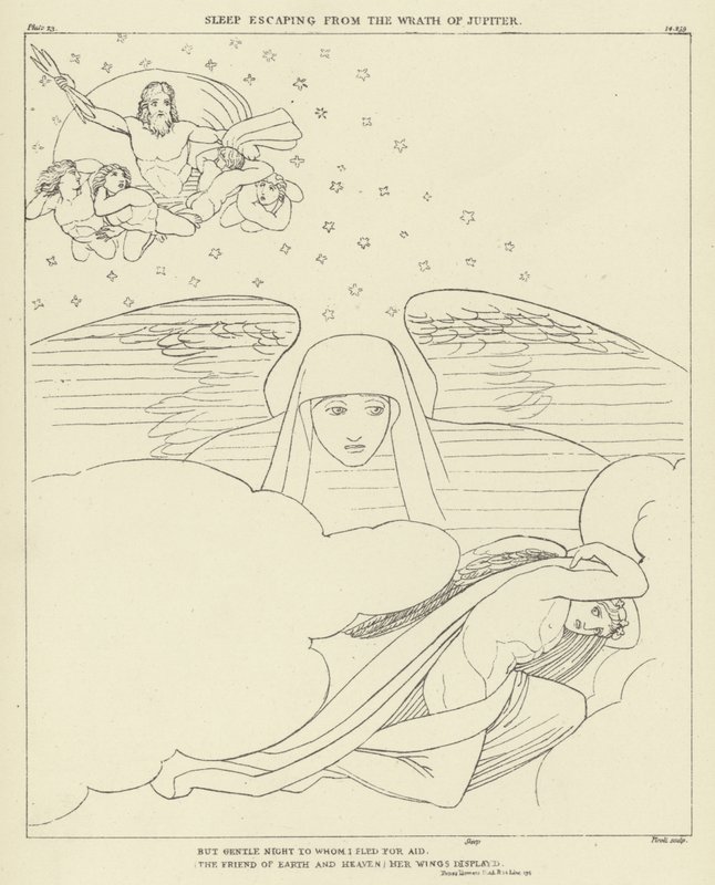 Søvn flygter fra Jupiters vrede af John Flaxman