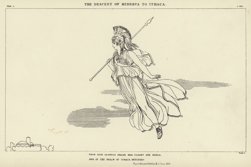 Minervas nedstigning til Ithaca af John Flaxman