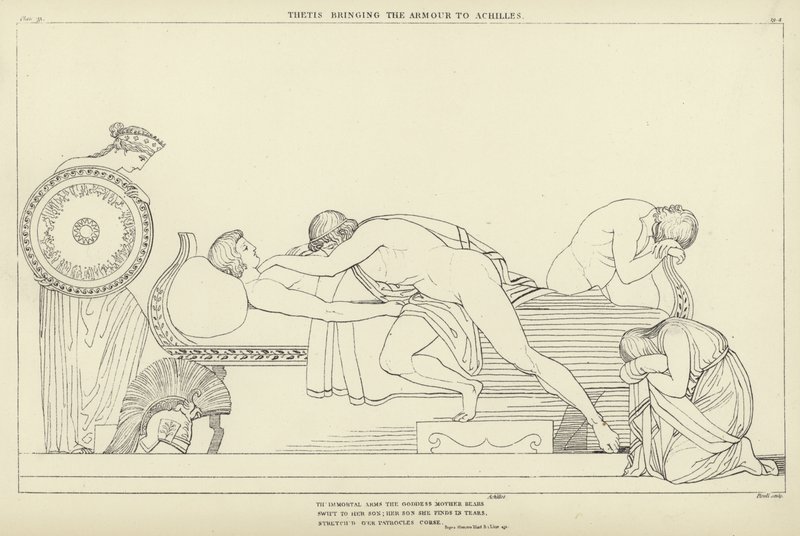 Thetis bringer rustningen til Achilleus af John Flaxman