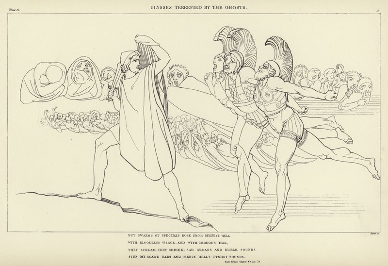 Ulysses skræmt af spøgelserne af John Flaxman